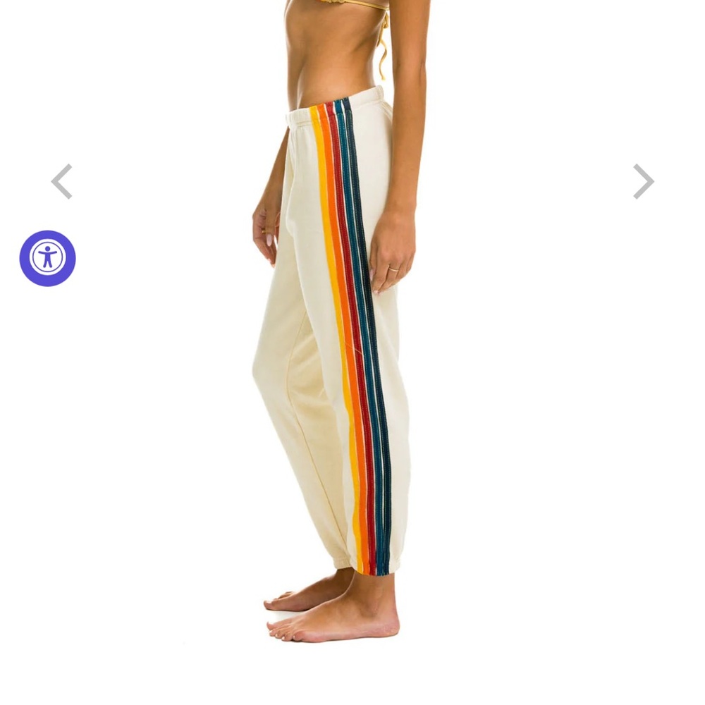 Aviator Nation Classic 5 Stripe Sweatpants Vintage White